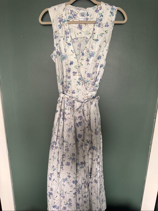 Laura Ashley Dresses & Skirts - Laura Ashley White Maxi Dress with Blue & Lavender Floral Print